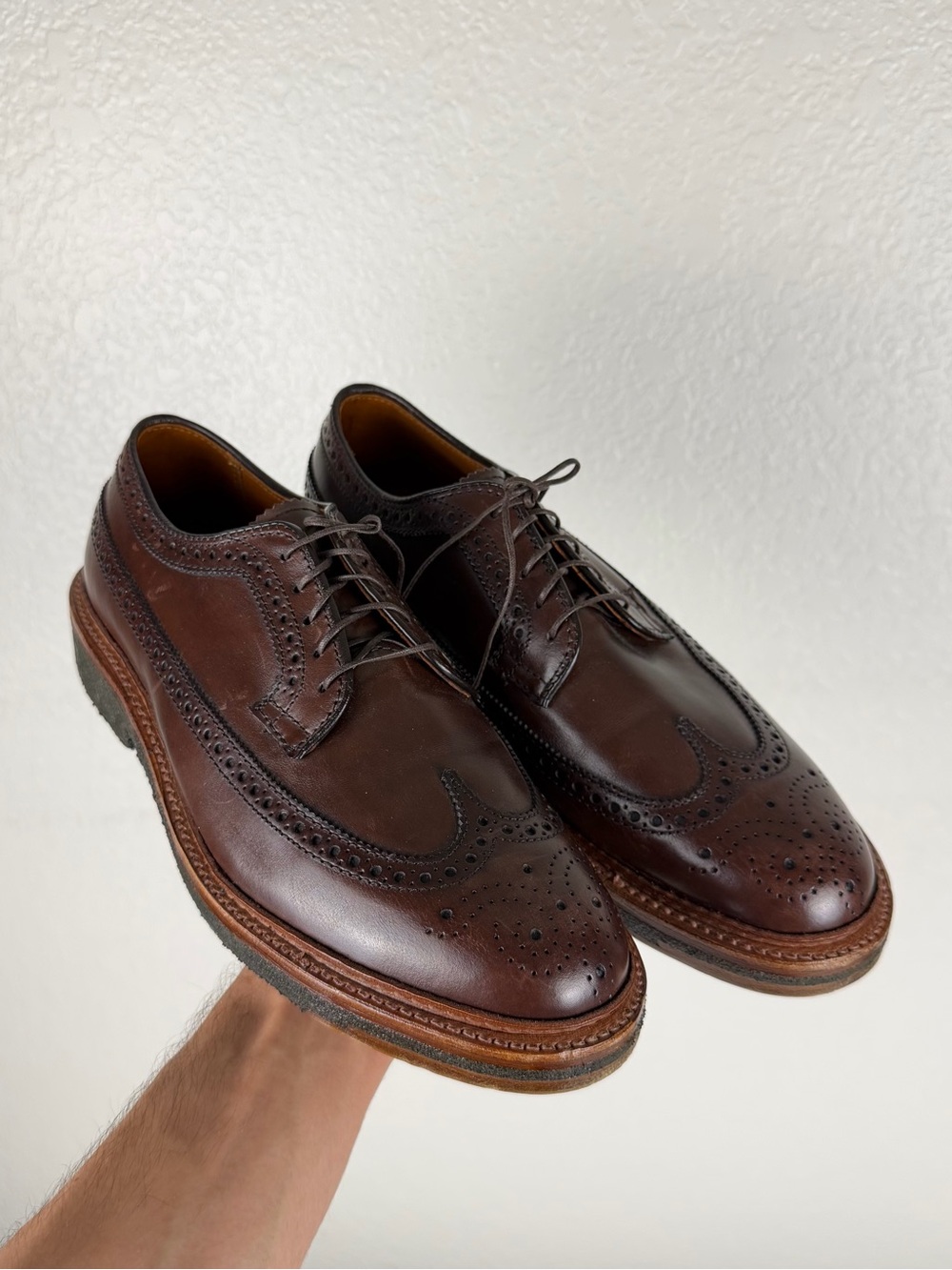 Alden Longwing Blucher Shoes Men’s 8 B/D Brown Leather Crepe Bootmaker Edition